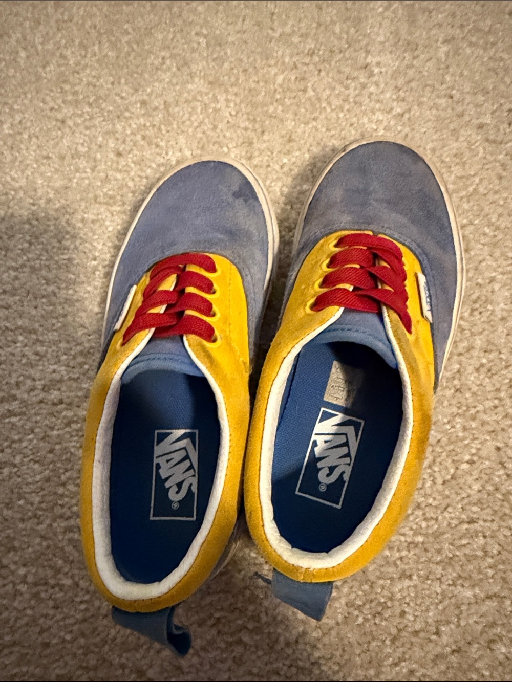 Vans Kids Colorblock Suede Sneakers - Blue, Yellow & Red Accents
